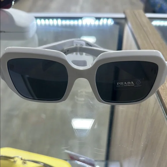 Prada White and Black Geometric Sunglasses Prada PR 15WS 09Q5S0 Sunglasses | As Seen On Jennifer Lopez - US main image 3